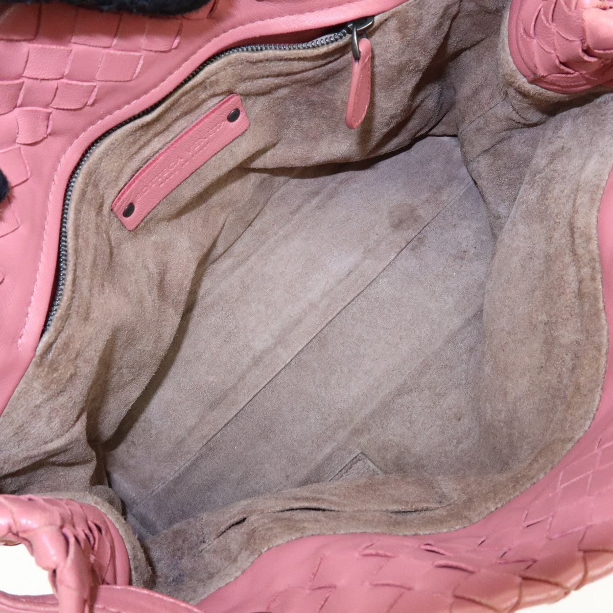 Bottega Veneta Bella Intrecciato Nappa Pink Leather Tote Bag Bag (Pre-Owned)