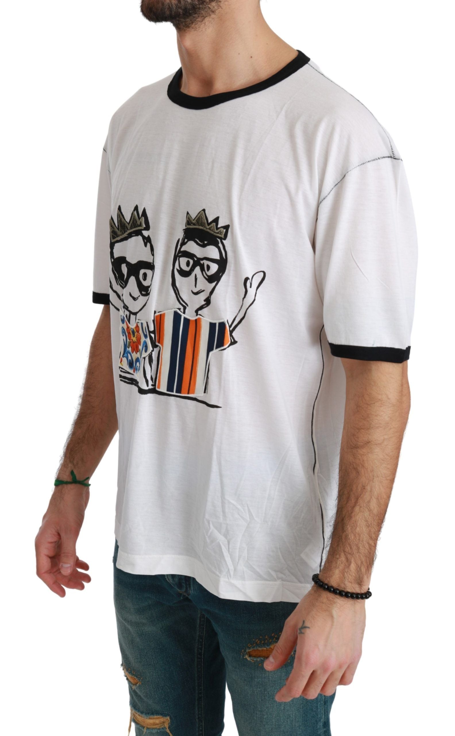 Dolce & Gabbana Elegant White Silk-Blend Men's Men's T-Shirt
