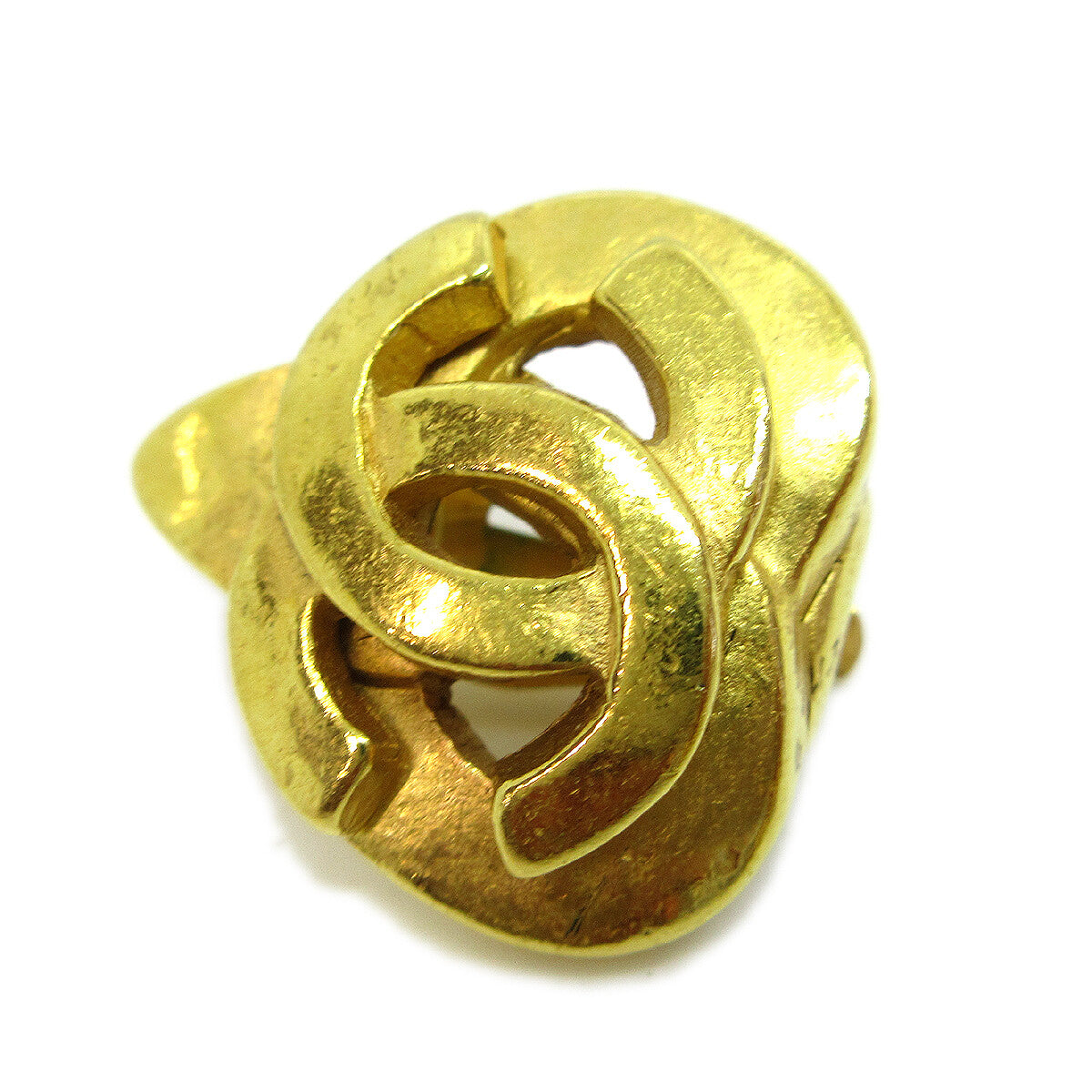 Chanel Cc Logo Heart Gold-Plated Gold Gold_Plated Earrings Jewelry (Pre-Owned)
