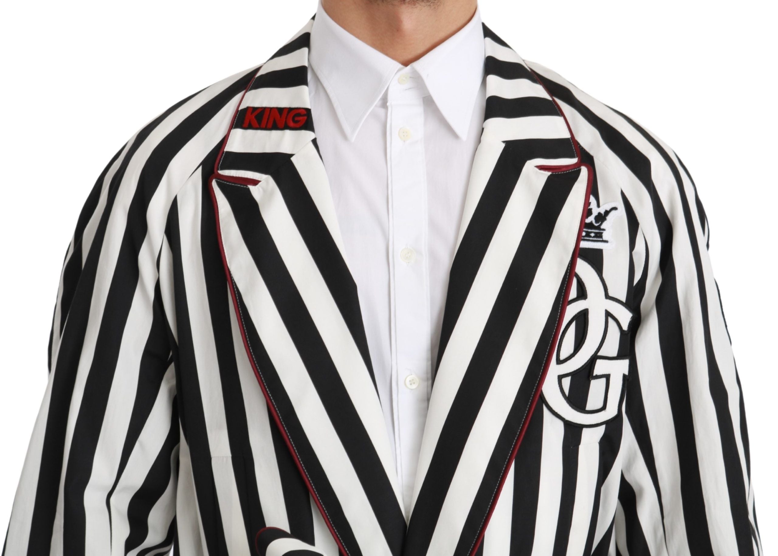 Dolce & Gabbana Black Coat Nightgown  White Cotton Men's Robe