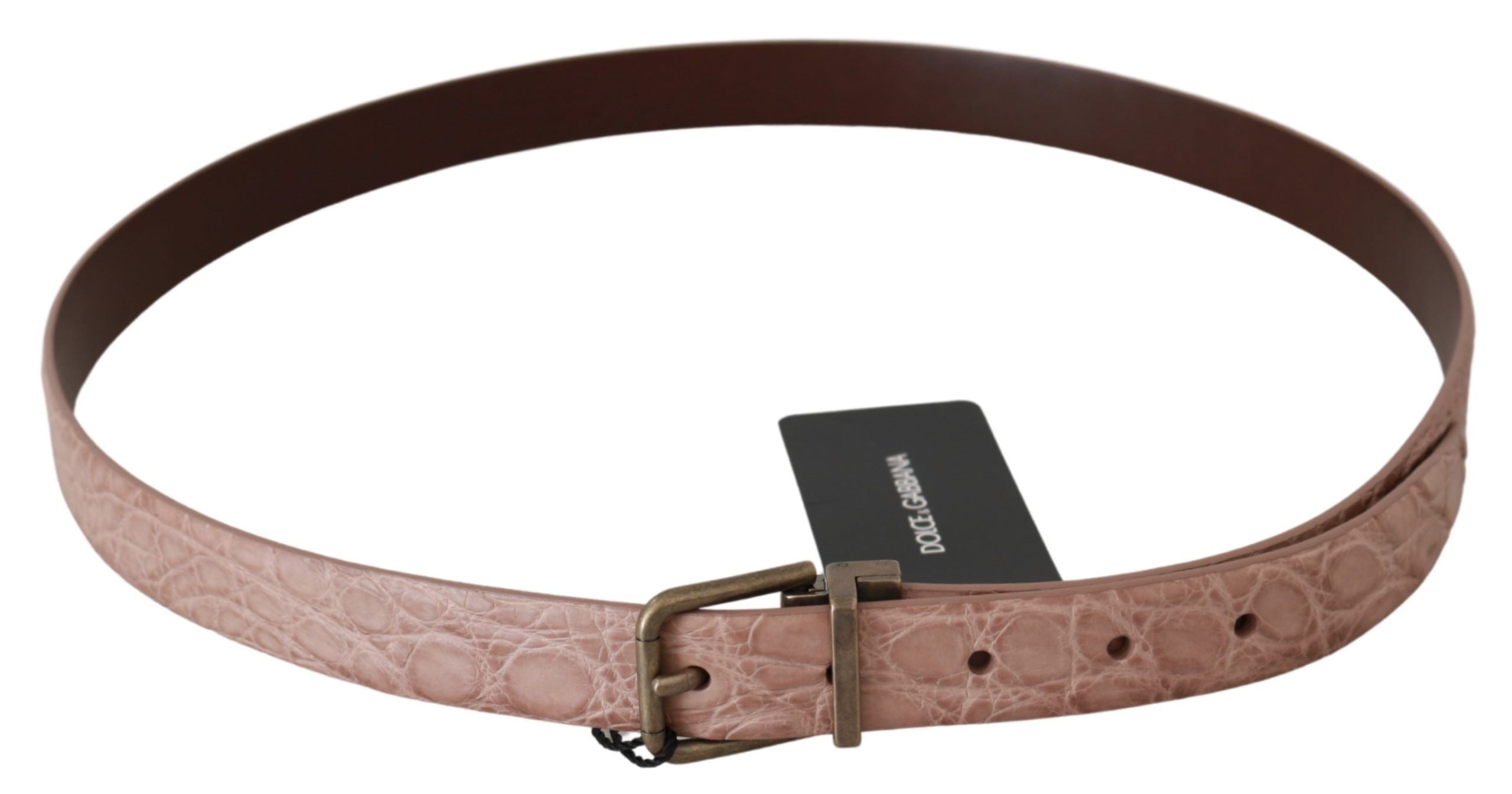 Dolce & Gabbana Beige Exotic Skin Gold Buckle Leather Men's Belt
