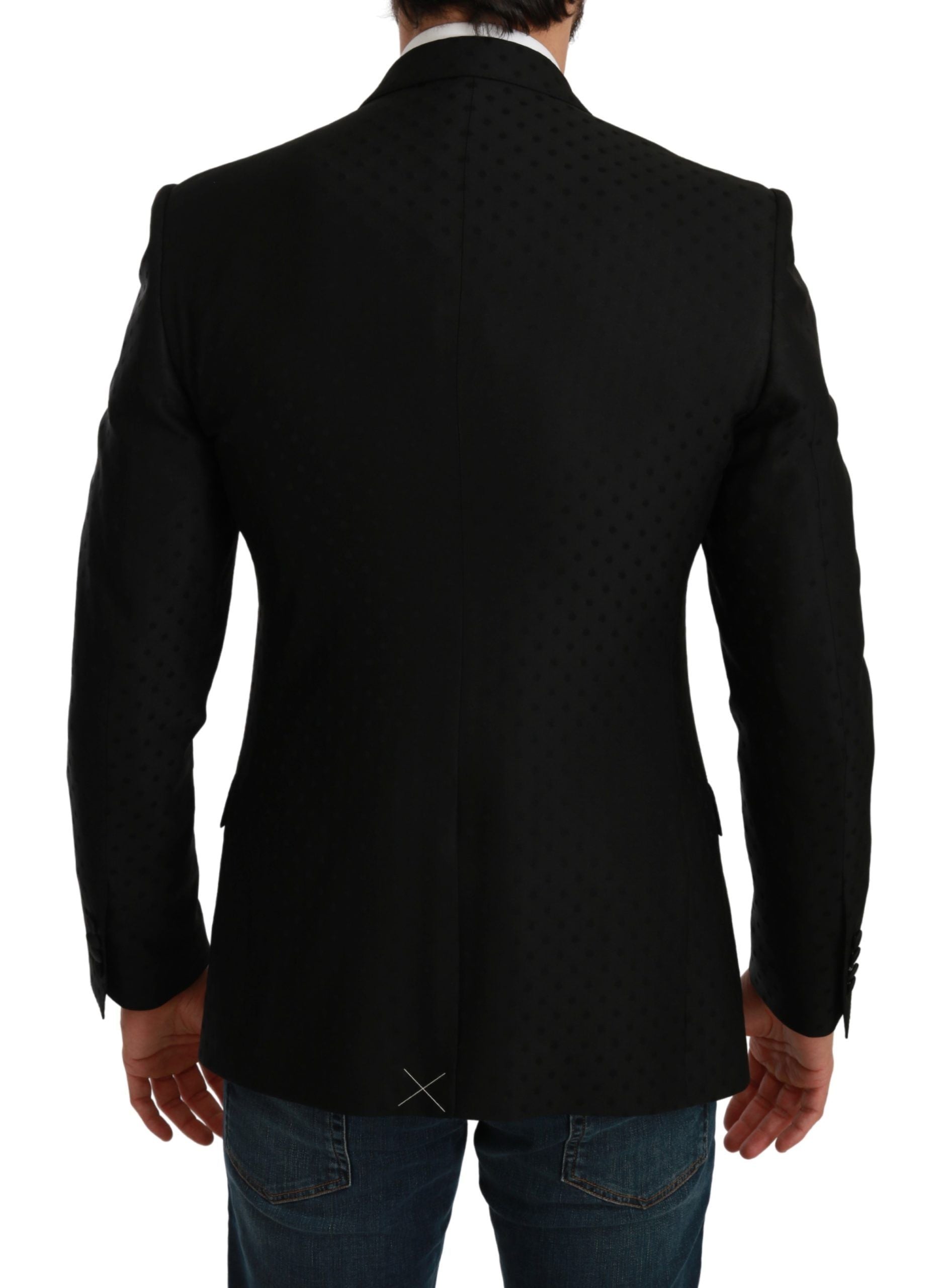 Dolce & Gabbana Elegant Black Polka Dotted Wool Blend Men's Blazer