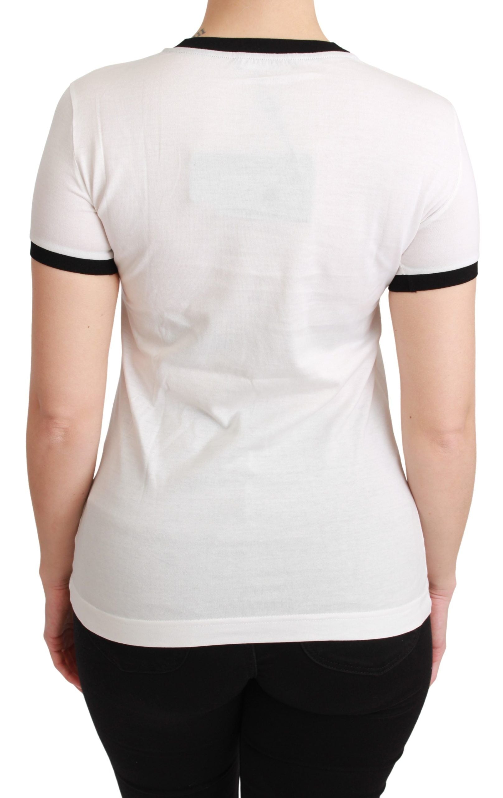 Dolce & Gabbana White YEAR OF THE PIG Top Cotton Women's T-shirt
