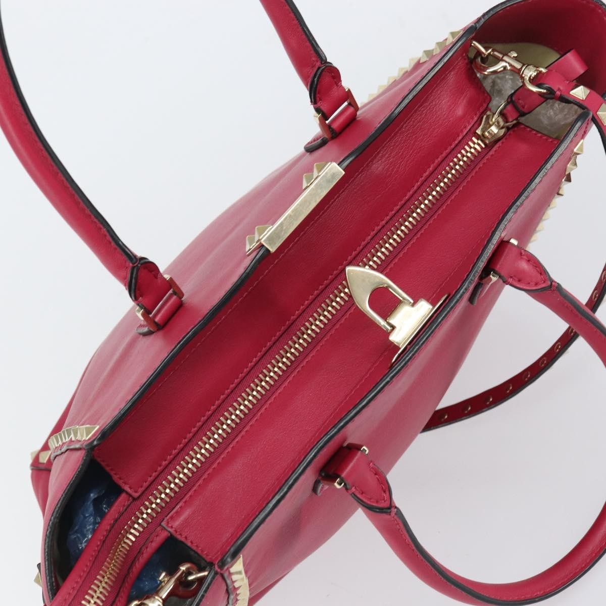 Valentino Garavani 1975 Rockstud Striped Leather Pink Leather Tote Bag Bag (Pre-Owned)