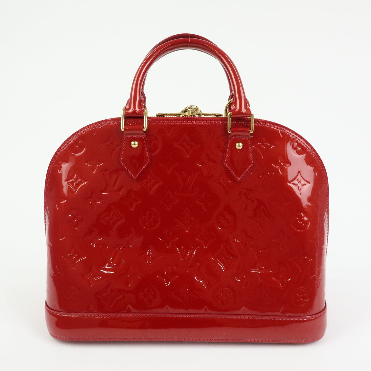Louis Vuitton Alma Monogram Vernis Red Patent_Leather Handbag (Pre-Owned)