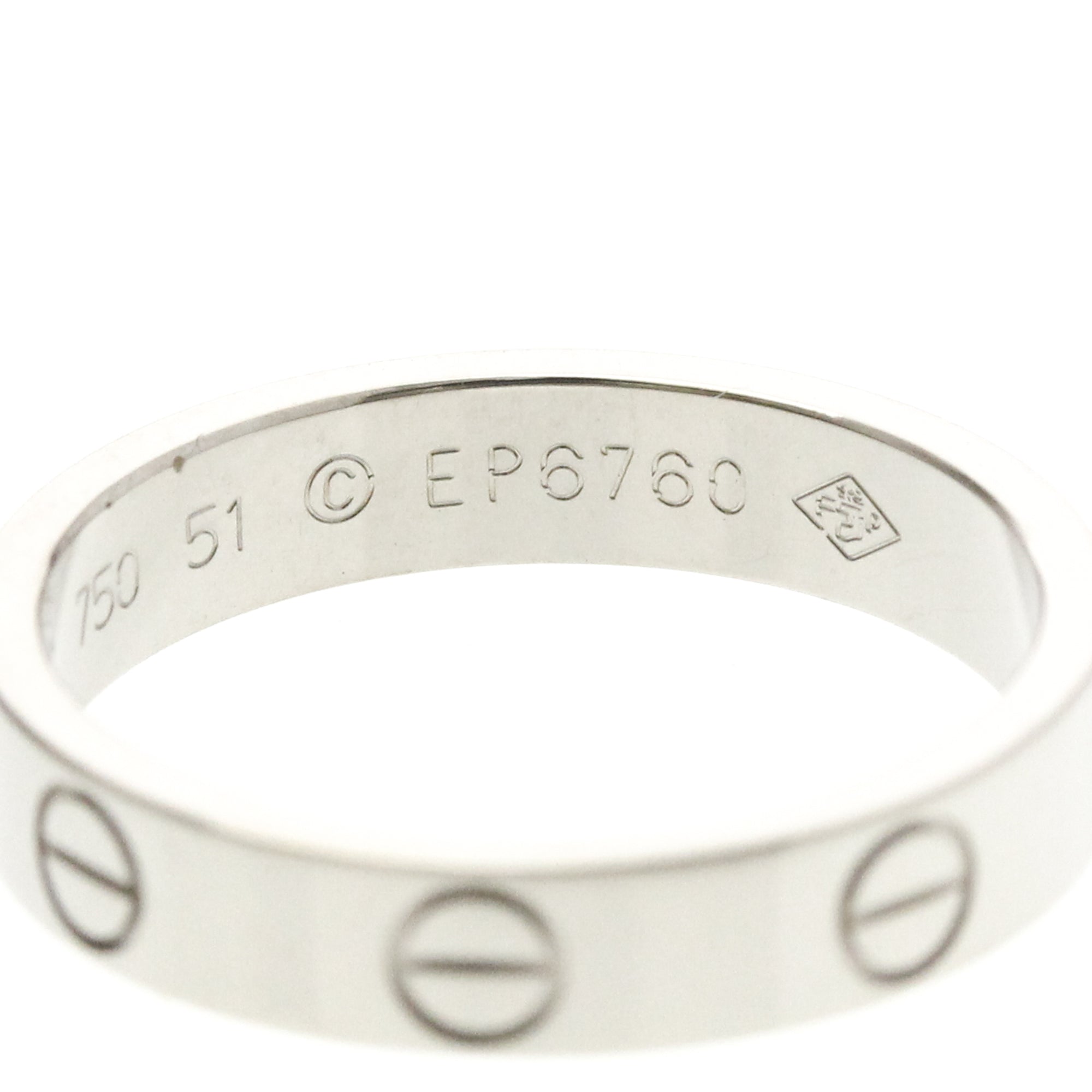 Cartier Love Band 18K White Gold Silver White_Gold Ring Jewelry (Pre-Owned)