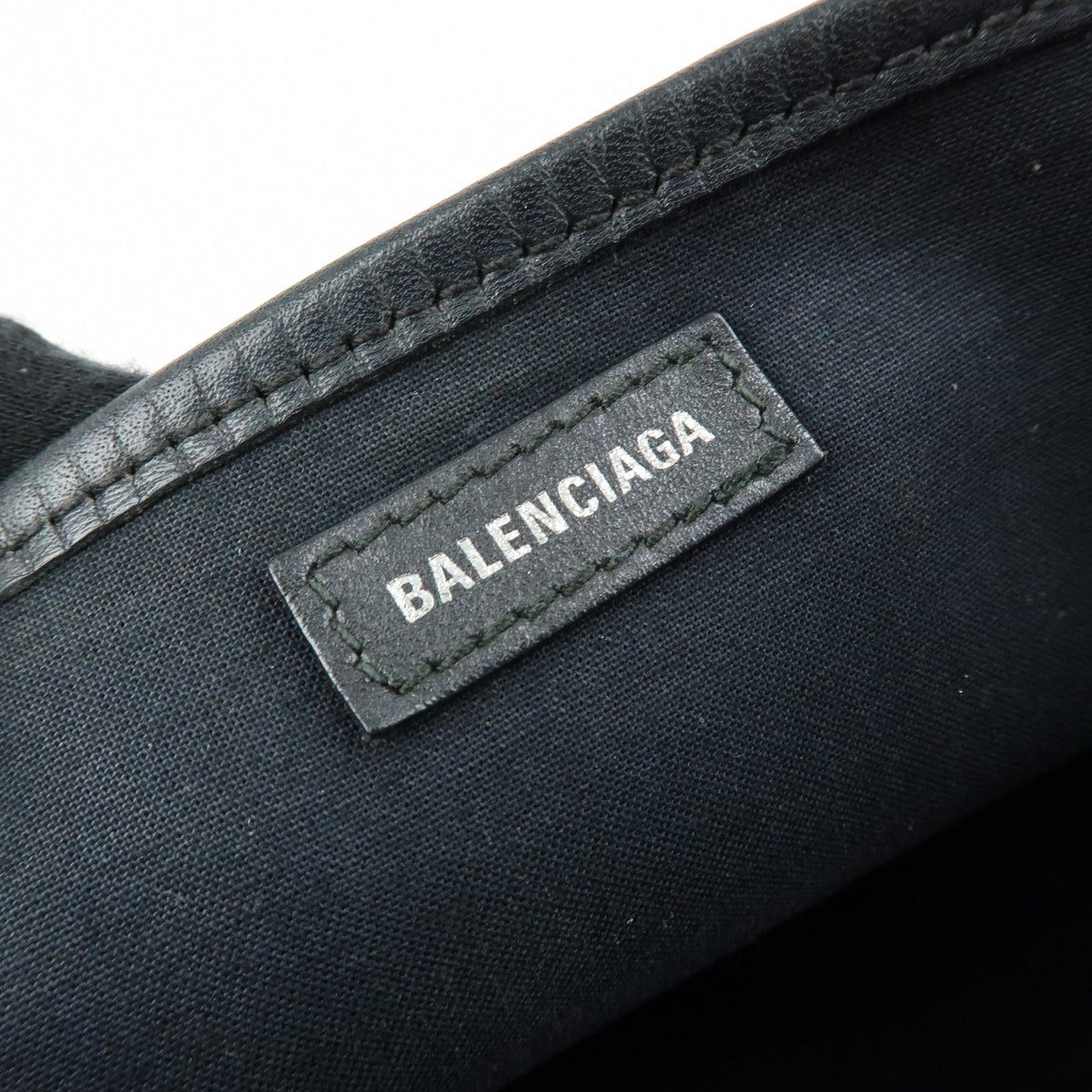 Balenciaga Navy Cabas Canvas With Leather Black Canvas Tote Bag Bag (Pre-Owned)