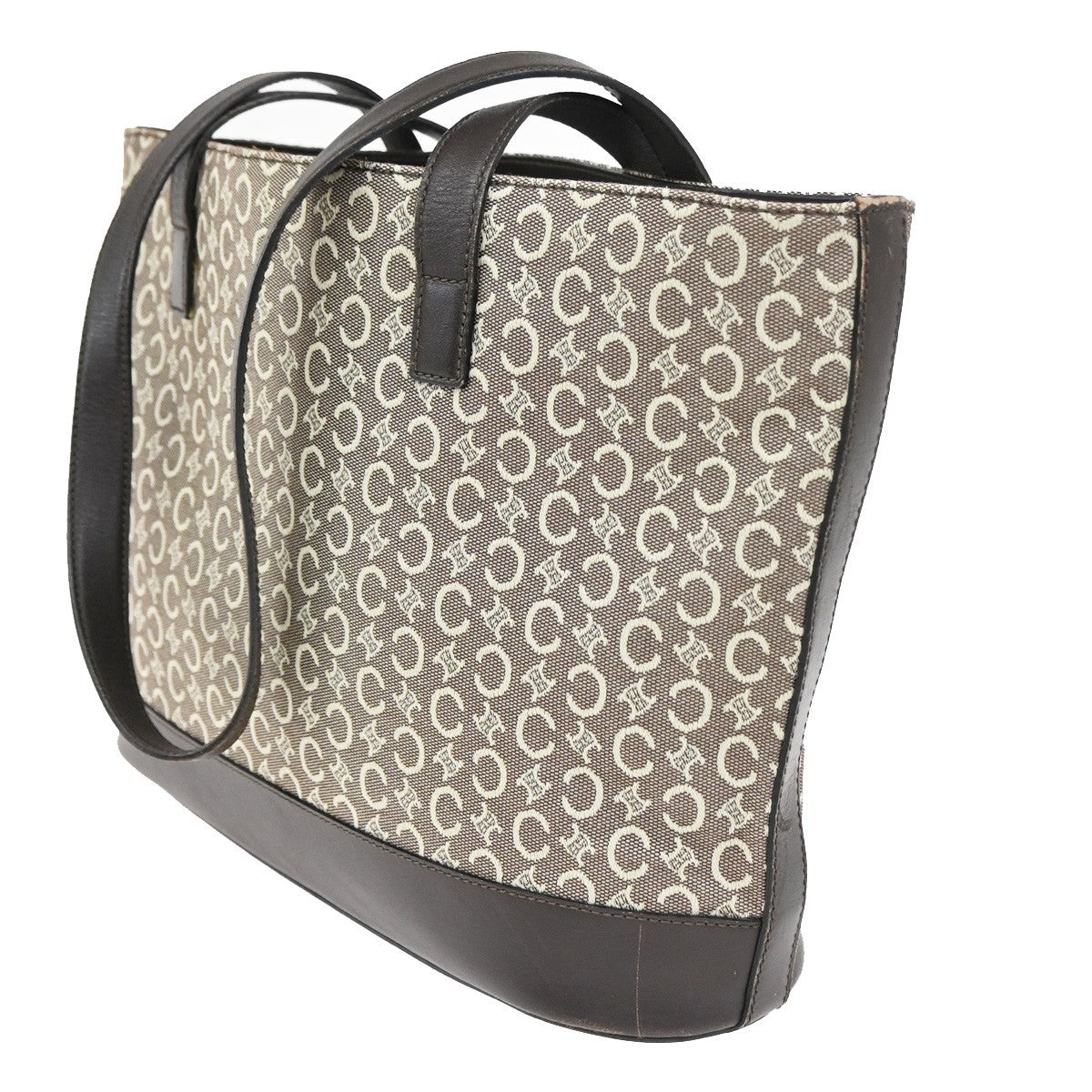 Celine Vintage Macadam Shopper Coated Canvas Brown Canvas Tote Bag Bag (Pre-Owned)