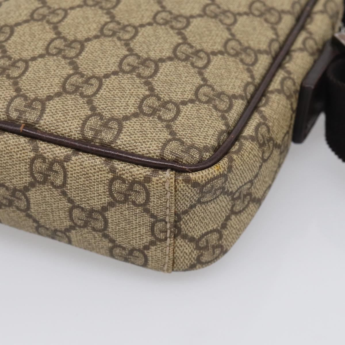 Gucci Vintage Front Pocket Flat Messenger Gg Canvas And Leather Beige Canvas Shoulder Bag Bag (Pre-Owned)
