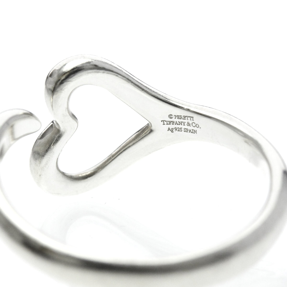 Tiffany & Co. Elsa Peretti Open Heart Silver 925 Silver Silver Ring Jewelry (Pre-Owned)