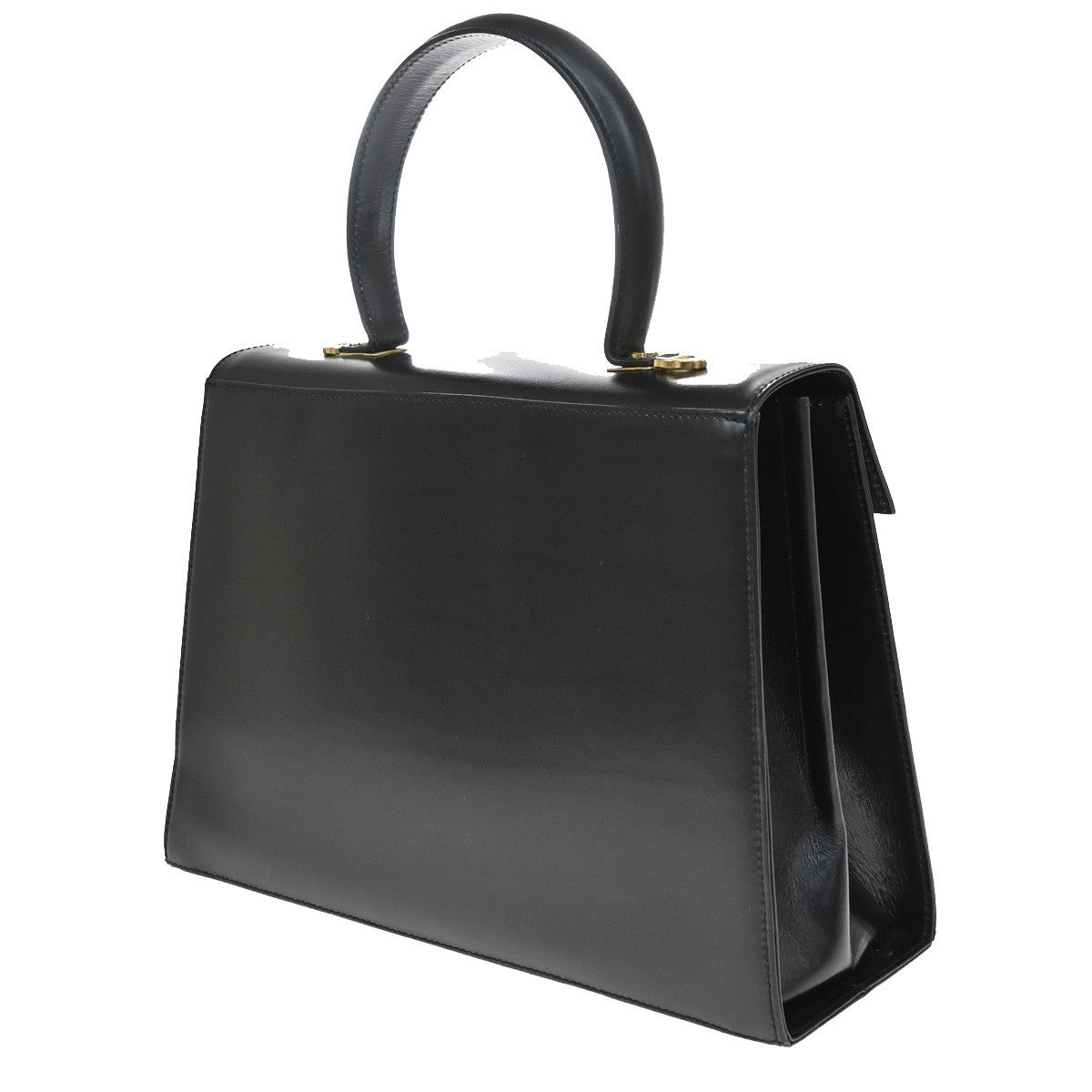 Salvatore Ferragamo Convertible Top Handle Leather Black Leather Handbag (Pre-Owned)