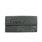 Bottega Veneta Women's Intercciaco Dark Gray Leather Long Wallet 134075 8495