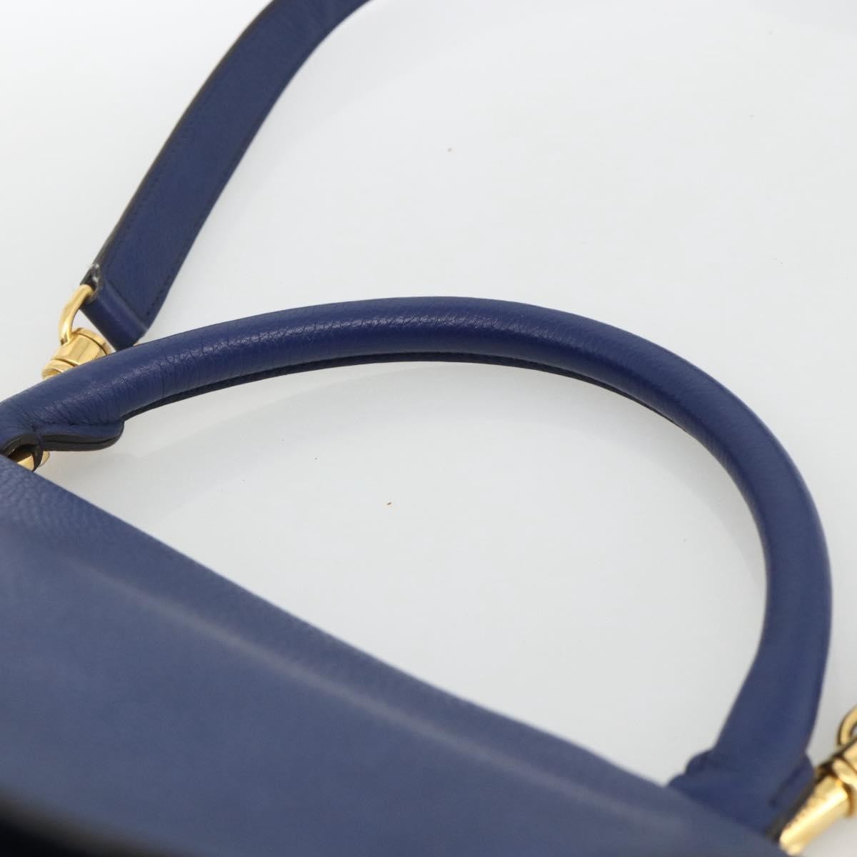 Celine Trapeze Leather With Suede Blue Leather Handbag (Pre-Owned)