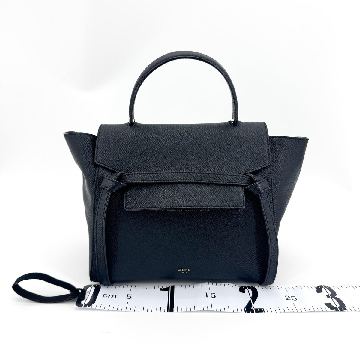 Celine Belt Calfskin Black Leather Handbag (Pre-Owned)