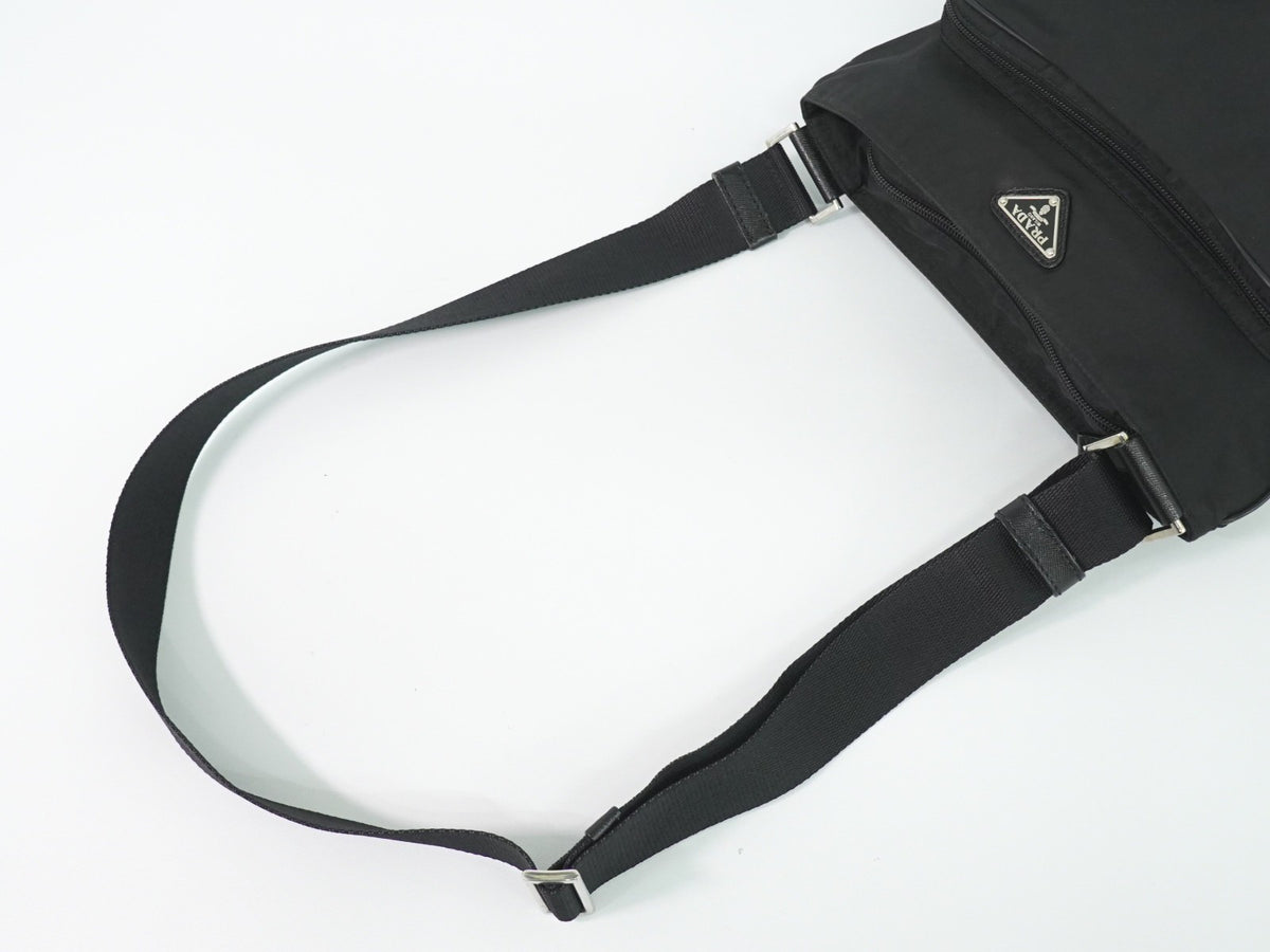 Prada Front Pocket Messenger Quilted Tessuto Black Nylon Shoulder Bag Bag (Pre-Owned)