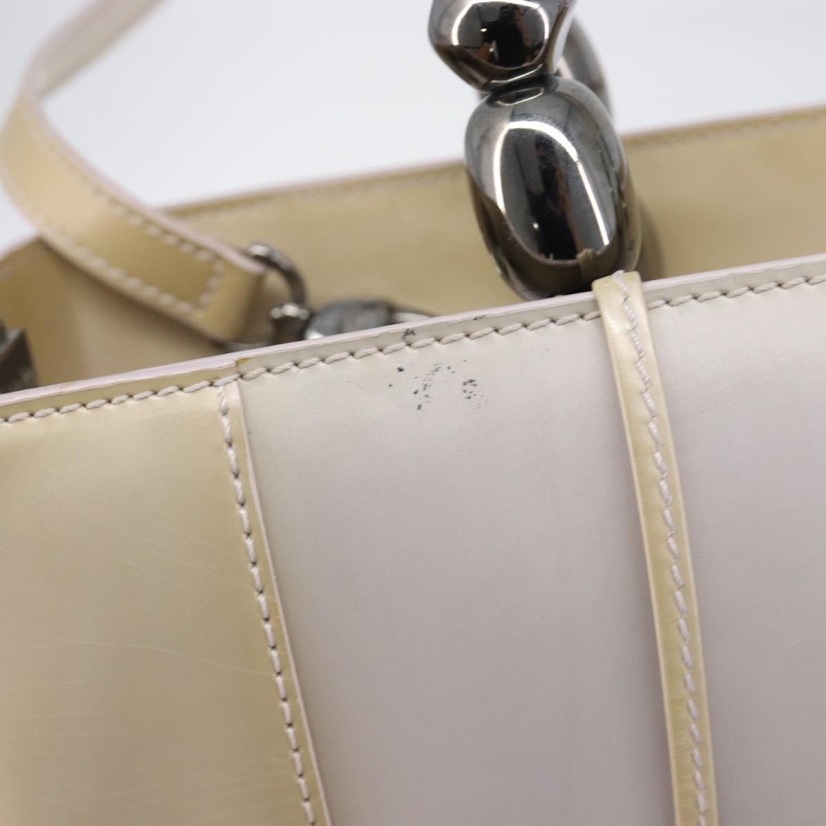 Christian Dior Pearl Lady Dior Patent Leather Beige Patent_Leather Handbag (Pre-Owned)