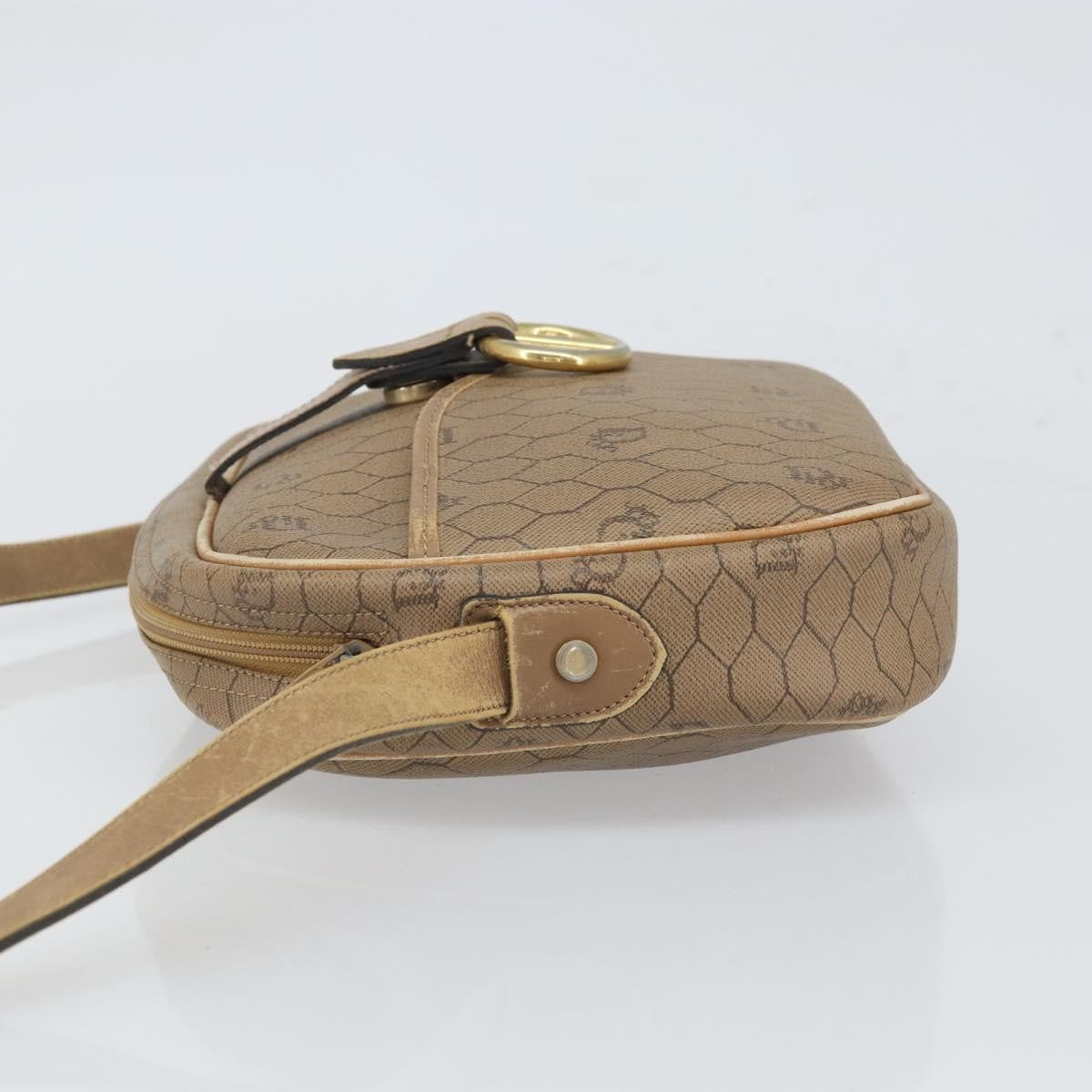 Christian Dior Vintage Honeycomb Canvas And Leather Beige Canvas Shoulder Bag Bag (Pre-Owned)
