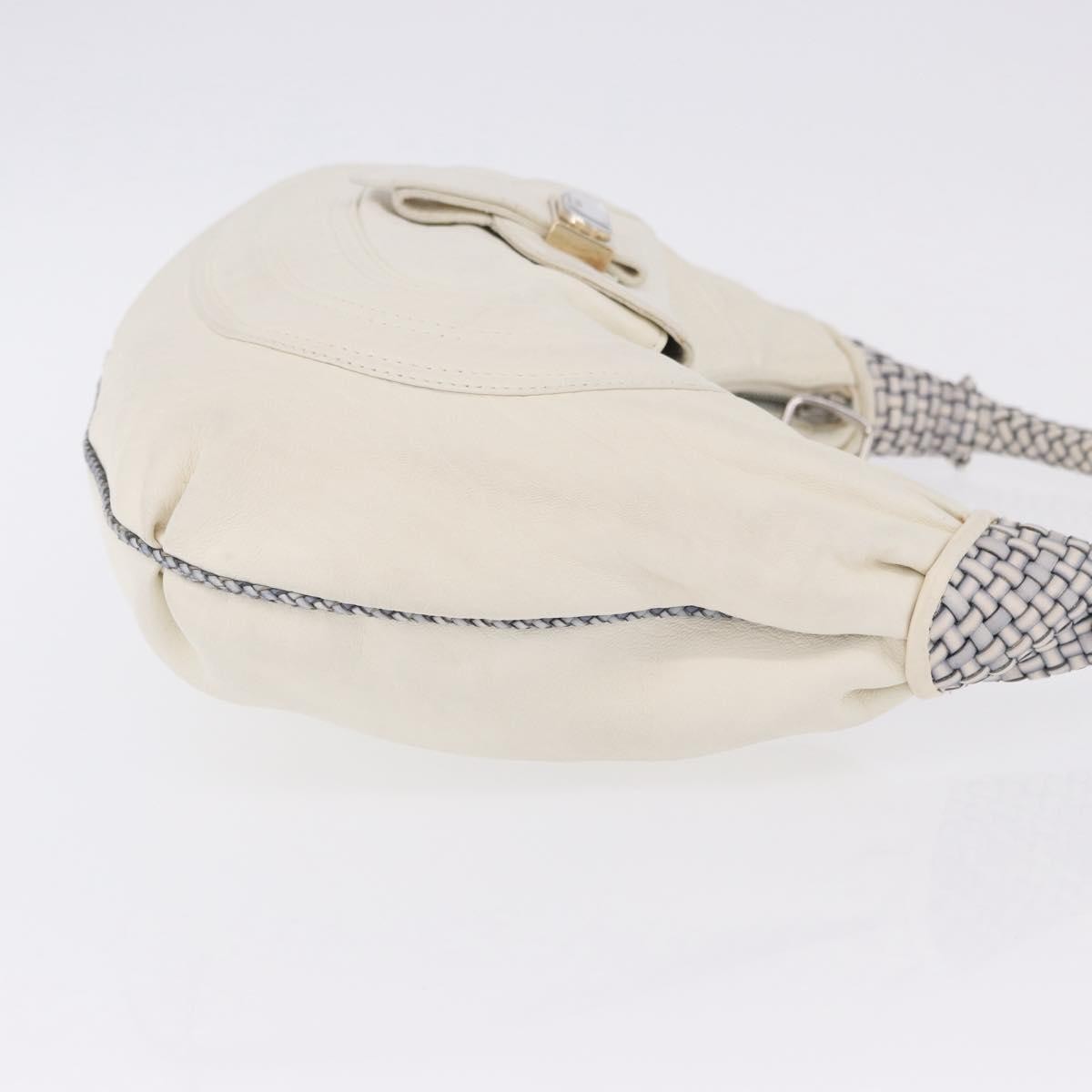 Fendi Spy Pocket Hobo Leather White Leather Handbag (Pre-Owned)