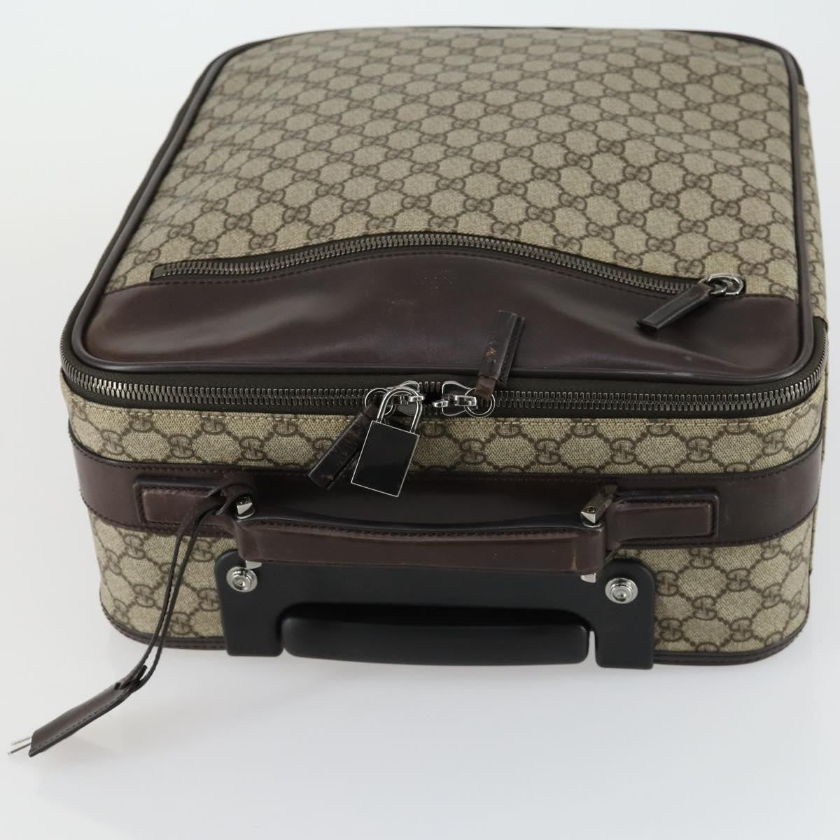 Gucci Web Trolley Rolling Luggage Gg Coated Canvas Beige Pvc Travel Bag Bag (Pre-Owned)