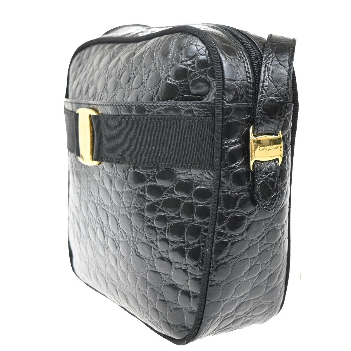 Salvatore Ferragamo Vara Leather Black Leather Shoulder Bag Bag (Pre-Owned)