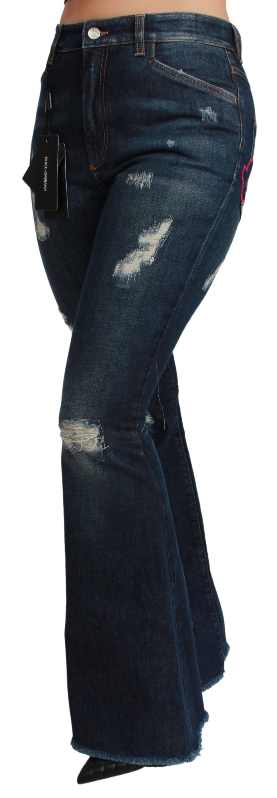 Dolce & Gabbana Blue Denim Cotton Stretch Flared Women's Jeans