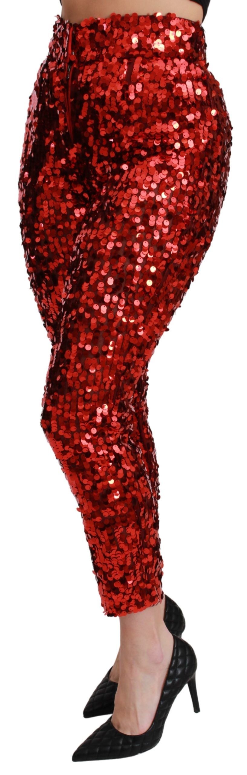 Dolce & Gabbana Elegant High-Waist Cropped Red Women's Trousers