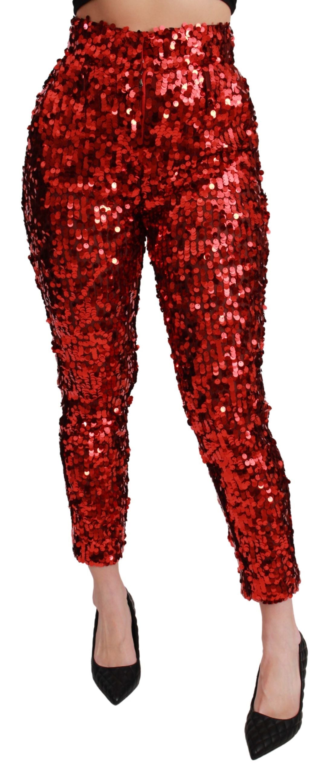 Dolce & Gabbana Elegant High-Waist Cropped Red Women's Trousers