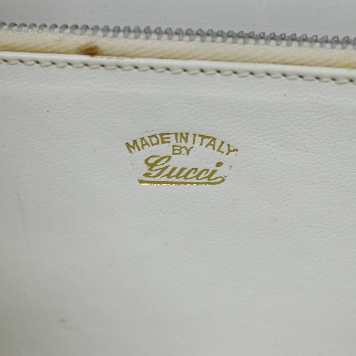 Gucci 1973 Flap Top Handle Leather White Leather Handbag (Pre-Owned)