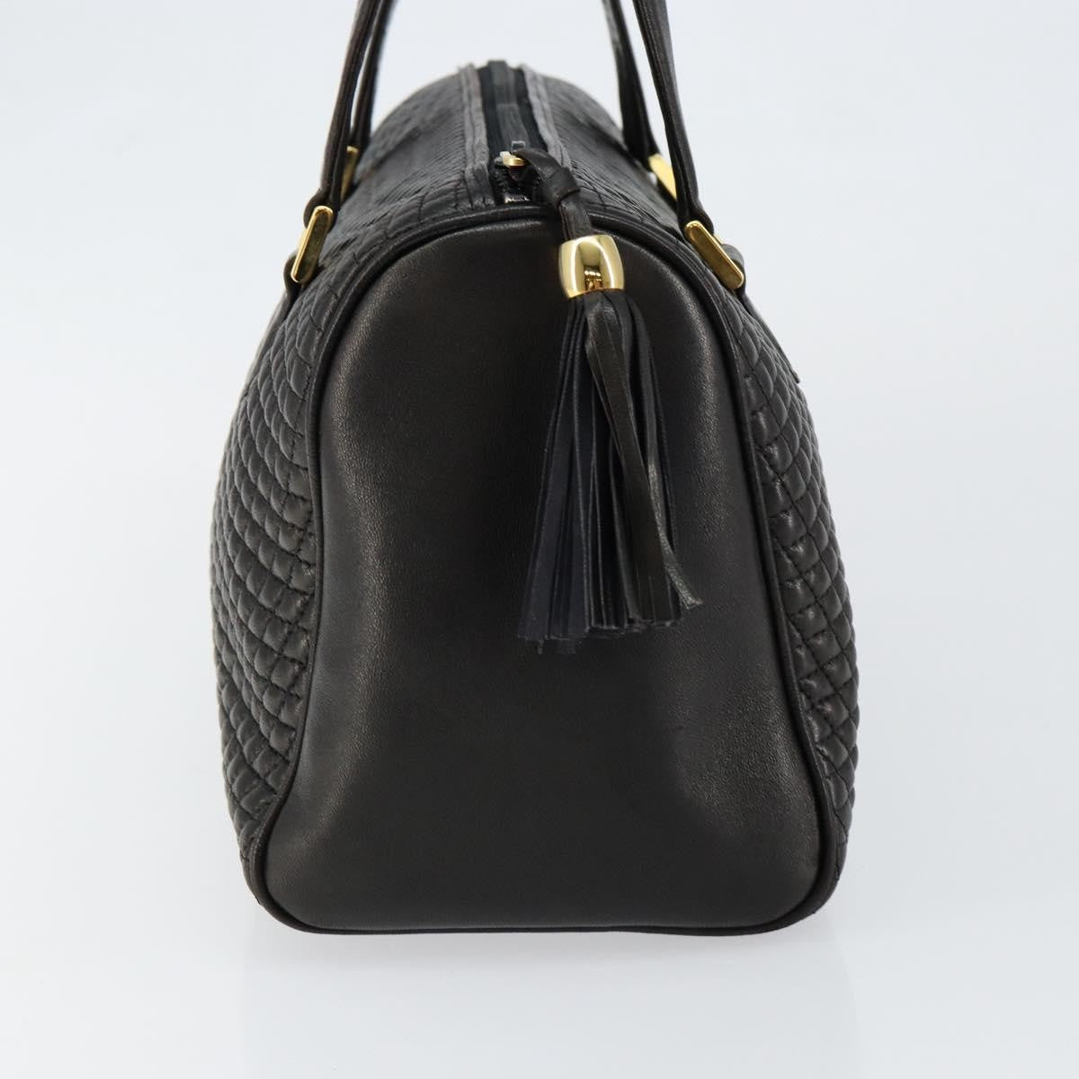 Bally Vintage Quilted Leather Black Leather Handbag (Pre-Owned)