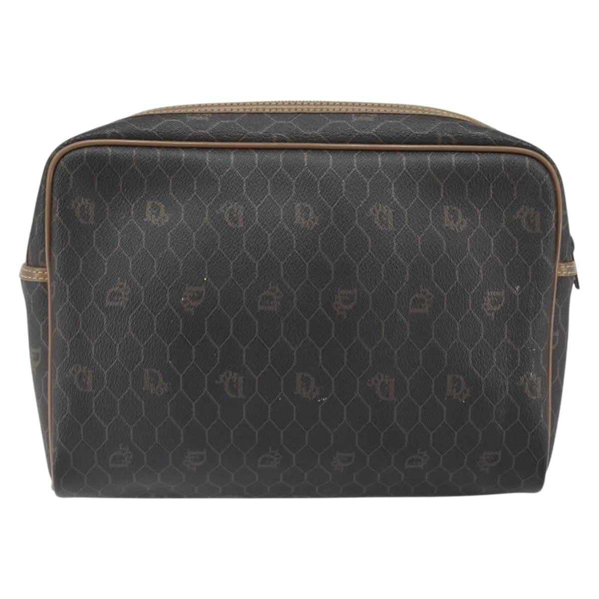 Christian Dior Vintage Honeycomb Zip Canvas And Leather Black Canvas Clutche & Pouche Bag (Pre-Owned)
