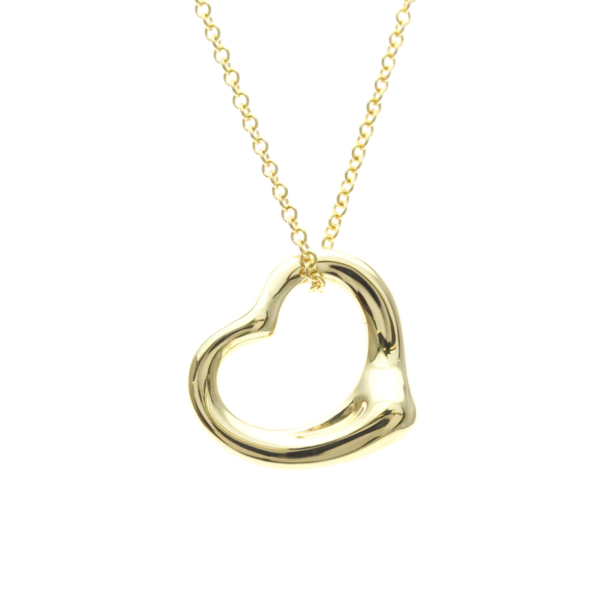 Tiffany & Co. Elsa Peretti Open Heart Pendant 18K Yellow Gold Gold Yellow_Gold Necklace Jewelry (Pre-Owned)