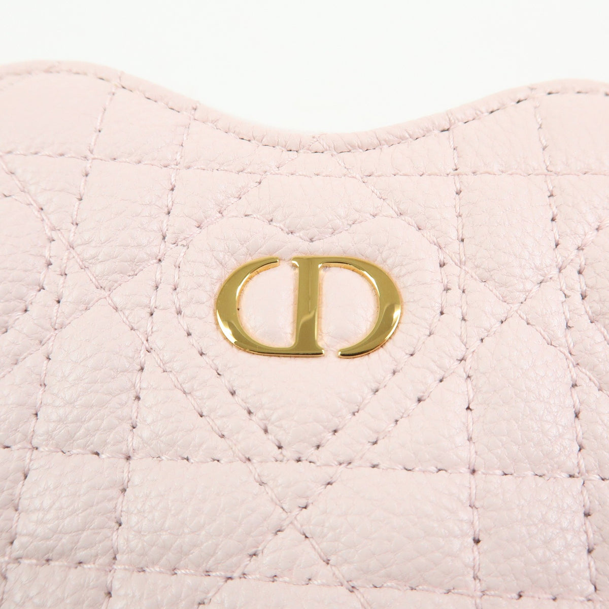 Christian Dior Dioramour Caro Heart Pouch With Chain Cannage Quilt Calfskin Pink Leather Clutche & Pouche Bag (Pre-Owned)