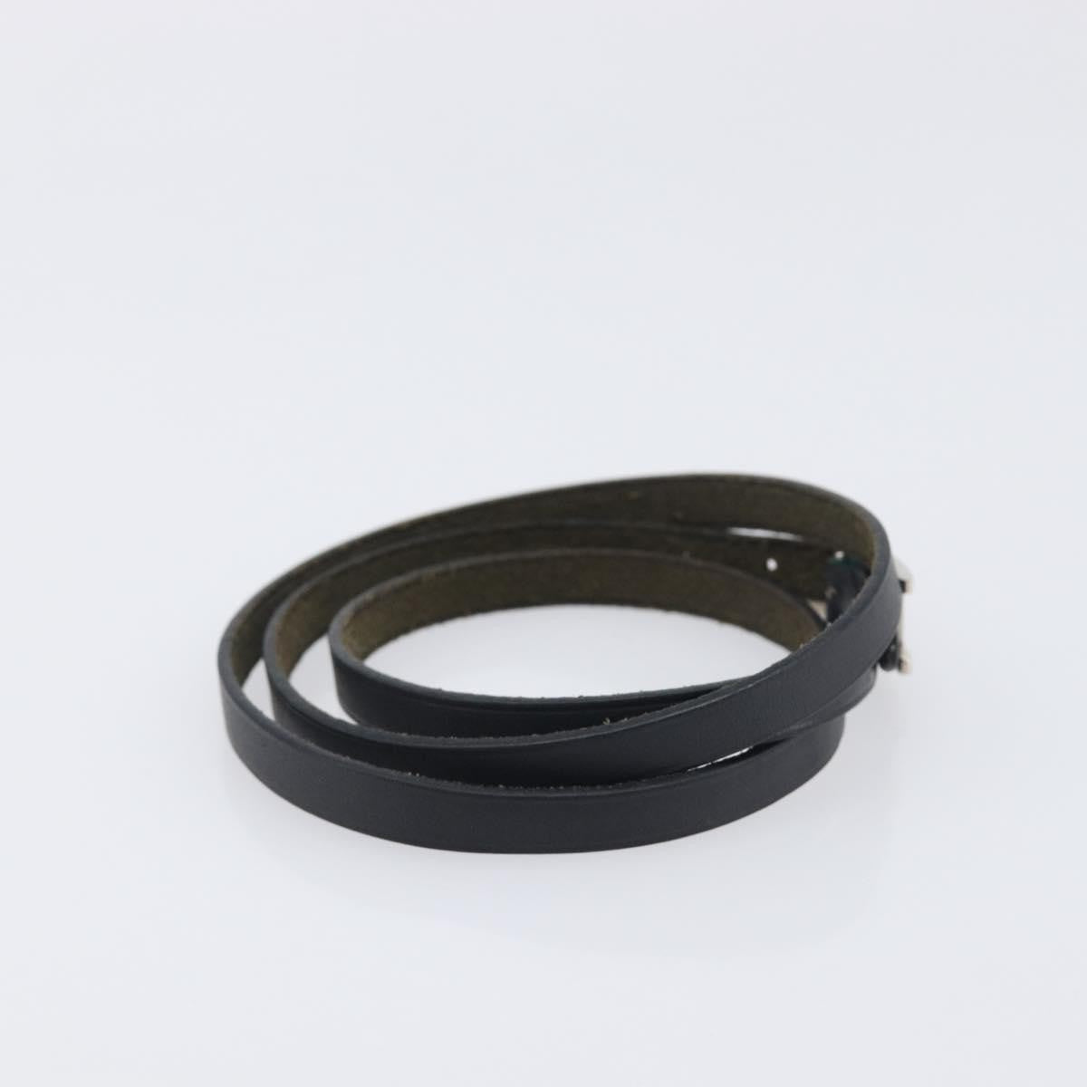 Hermes Hapi 3 Leather With Metal Black Leather Bracelet Jewelry (Pre-Owned)