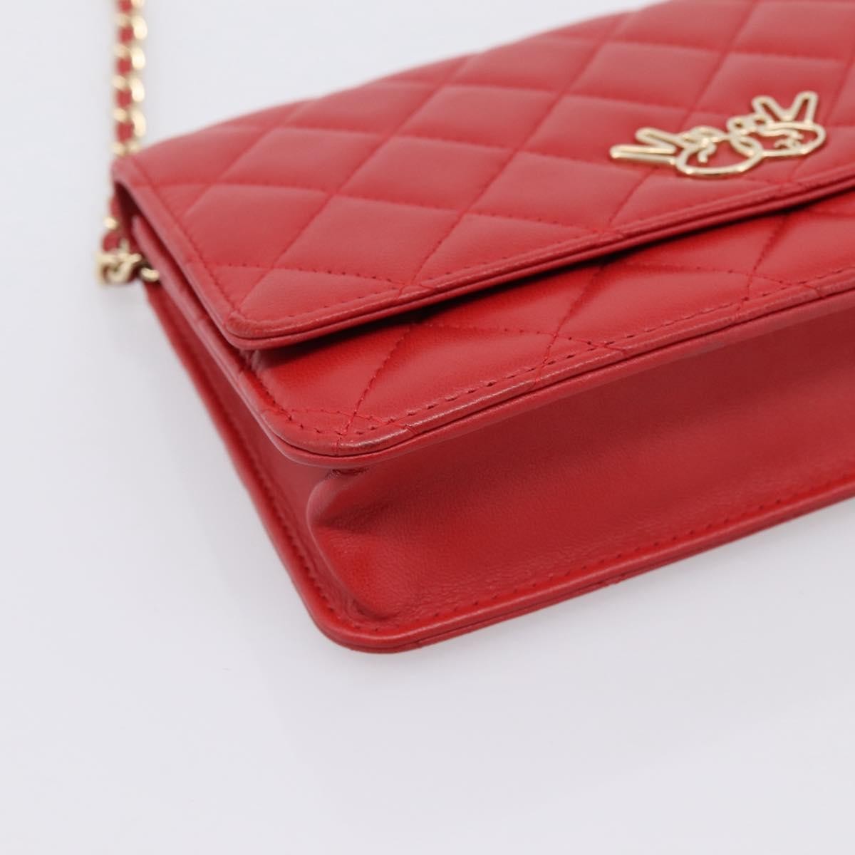 Chanel Wallet On Chain Quilted Lambskin Red Leather Wallets Accessory (Pre-Owned)