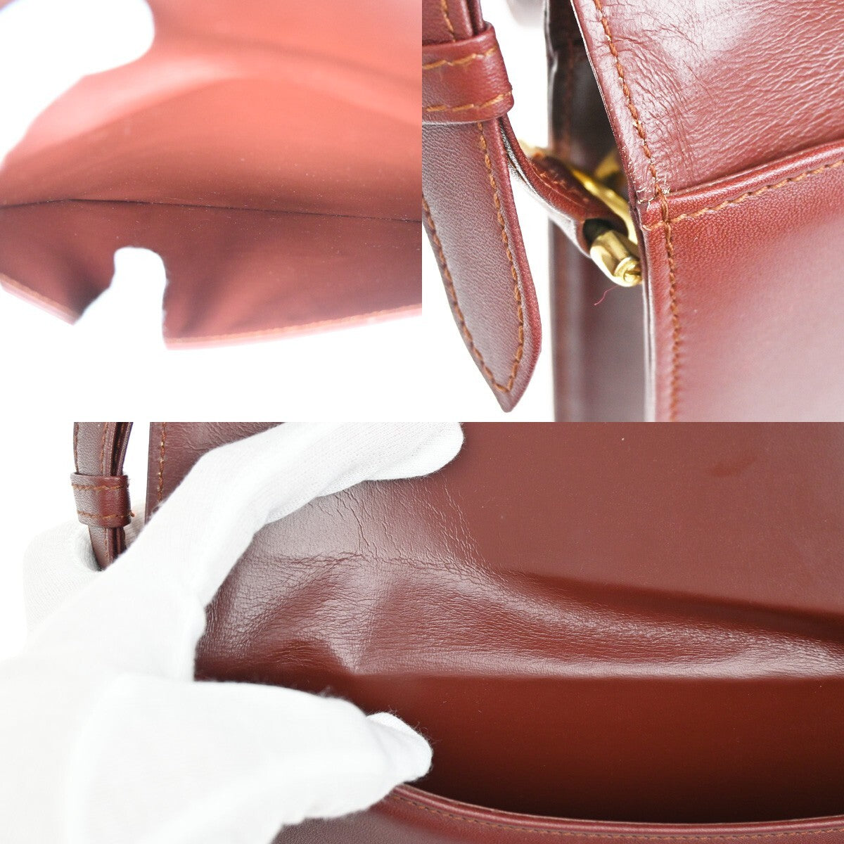 Cartier Must De Cartier Burgundy Leather Shoulder Bag (Pre-Owned)