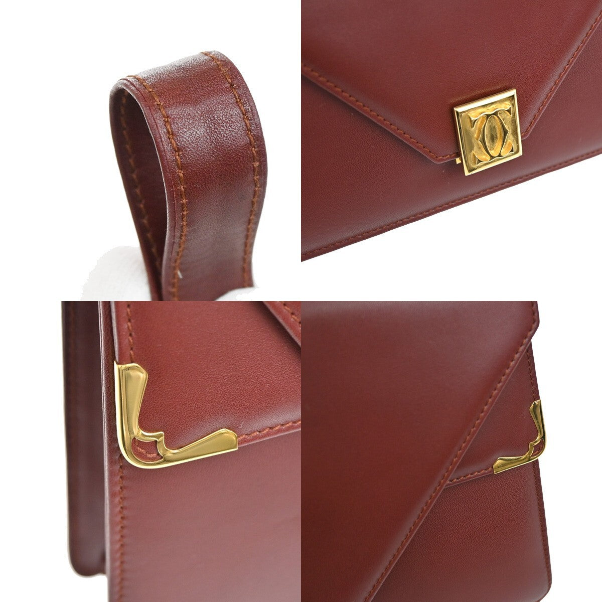 Cartier Must De Cartier Burgundy Leather Shoulder Bag (Pre-Owned)