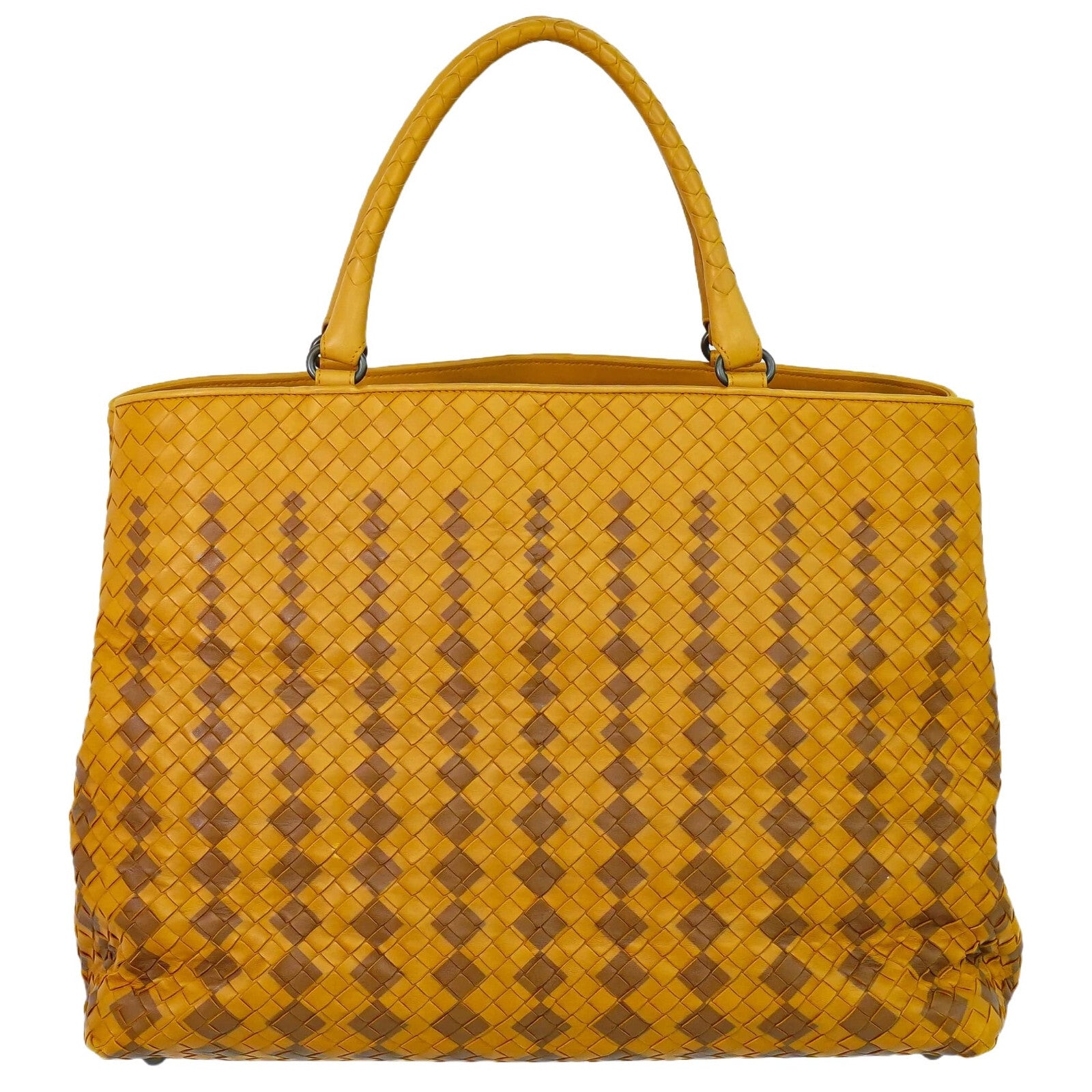 Bottega Veneta Intrecciato Orange Leather Tote Bag (Pre-Owned)
