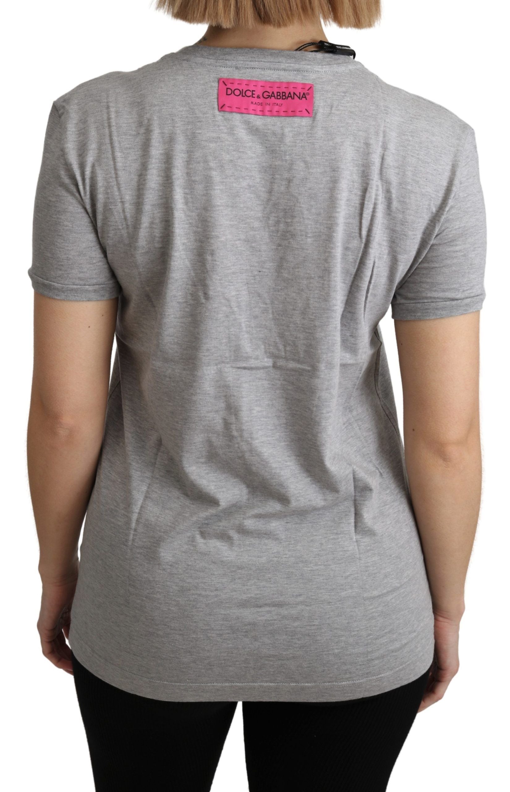 Dolce & Gabbana Gray Cotton Amore e Bellezza Top Women's T-shirt
