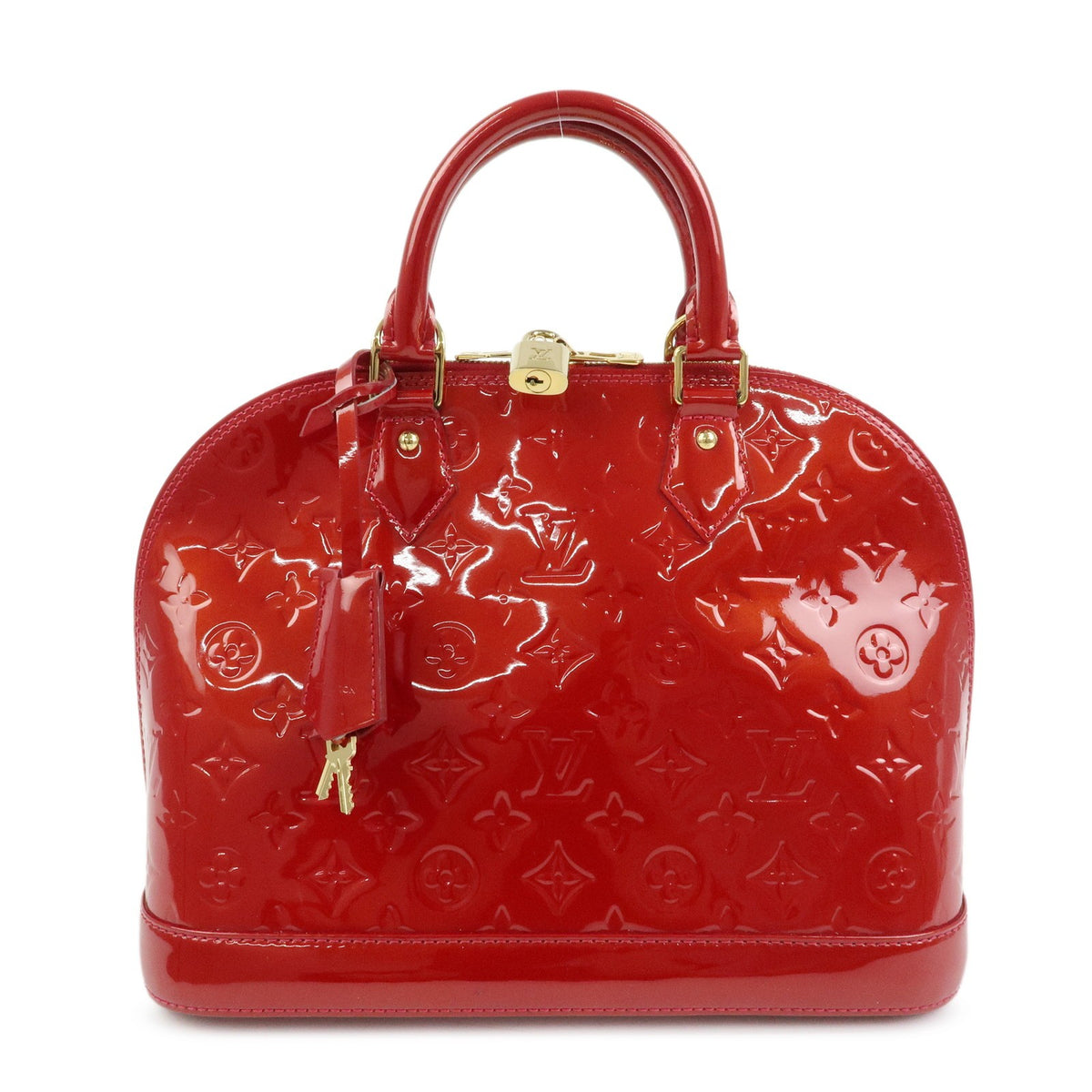 Louis Vuitton Alma Monogram Vernis Red Patent_Leather Handbag (Pre-Owned)