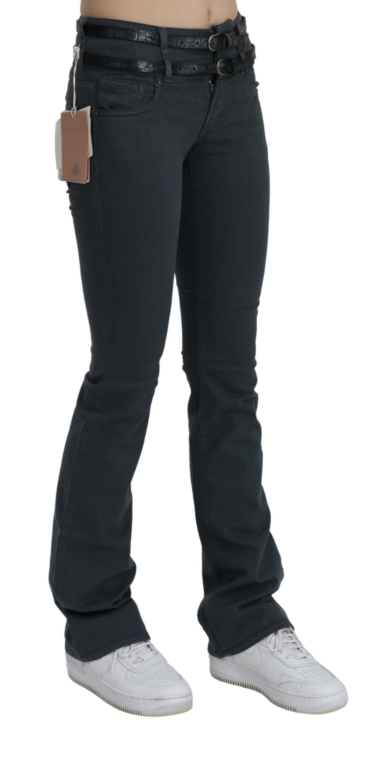 John Galliano Gray Mid Waist Slim Flared Denim Trouser Women's Jeans (Pre-Owned)