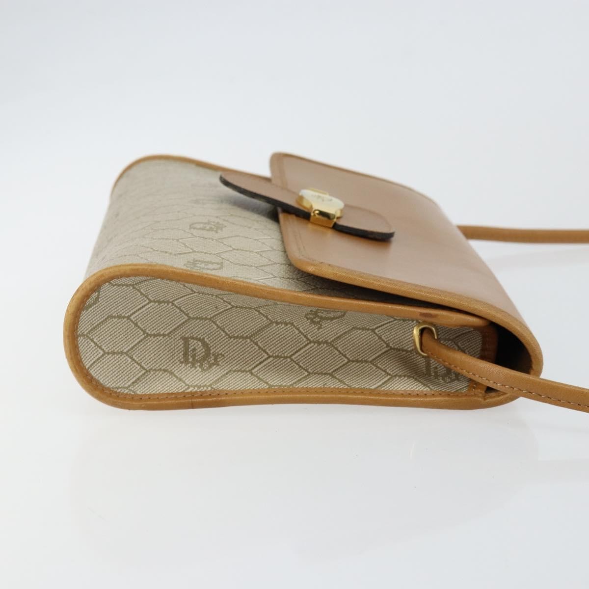 Christian Dior Vintage Honeycomb Flap Canvas And Leather Beige Canvas Shoulder Bag Bag (Pre-Owned)
