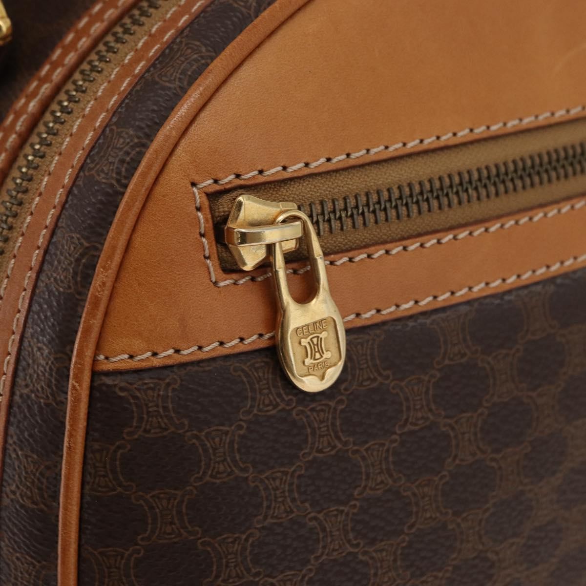 Celine Backpack Leather Brown Canvas Backpack Bag (Pre-Owned)