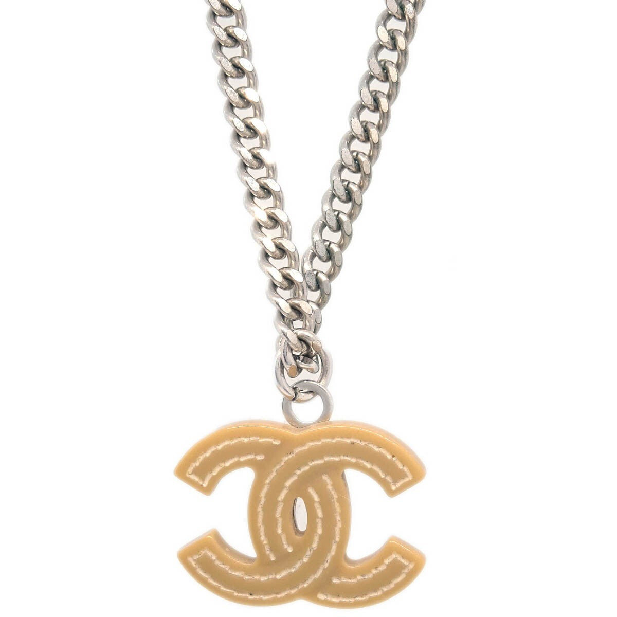 Chanel Vintage Cc Pendant Metal Silver Silver_Plated Necklace Jewelry (Pre-Owned)