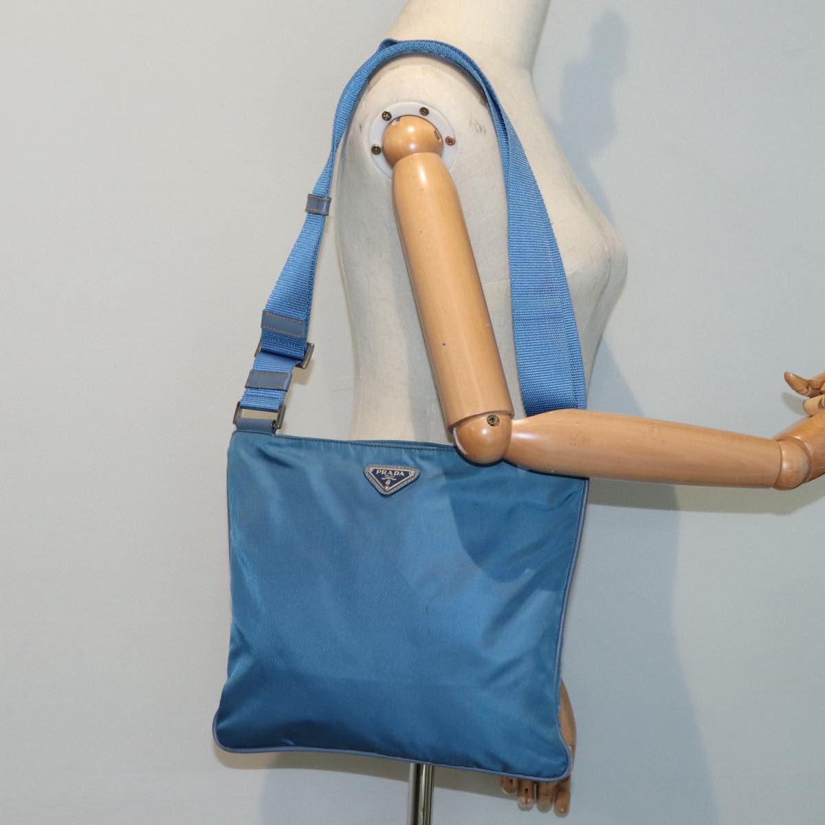 Prada Tessuto Blue Synthetic Shoulder Bag (Pre-Owned)