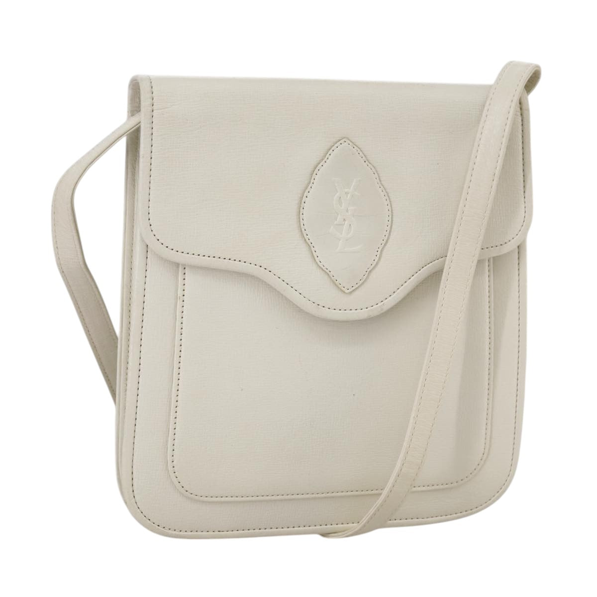 Saint Laurent Ysl Line White Leather Shoulder Bag (Pre-Owned)