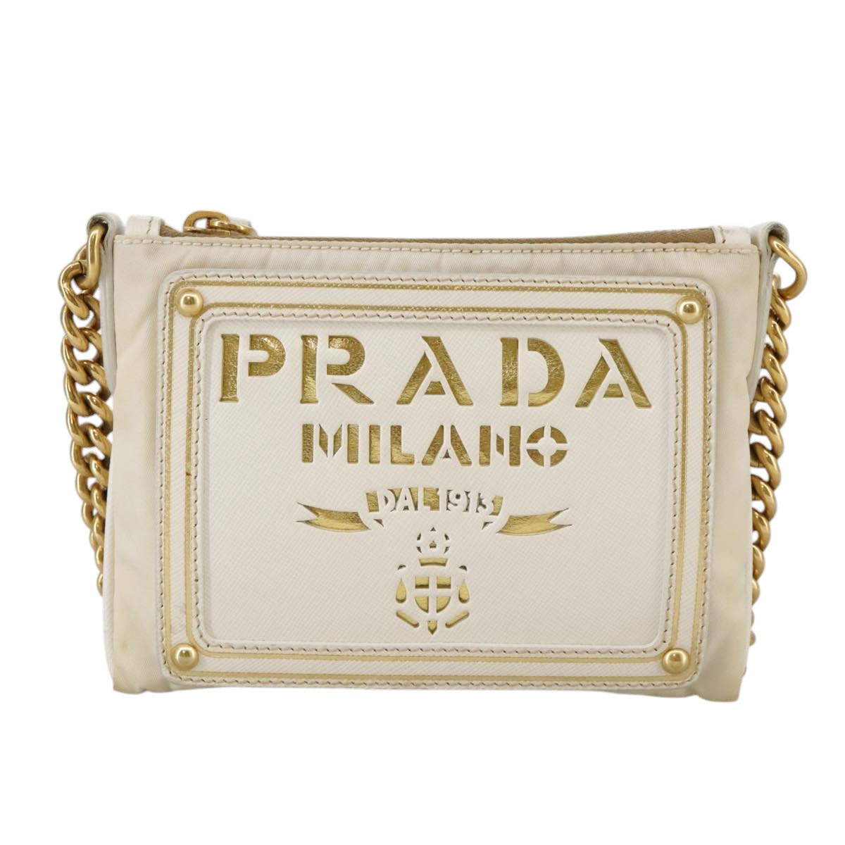 Prada Tessuto White Synthetic Shoulder Bag (Pre-Owned)