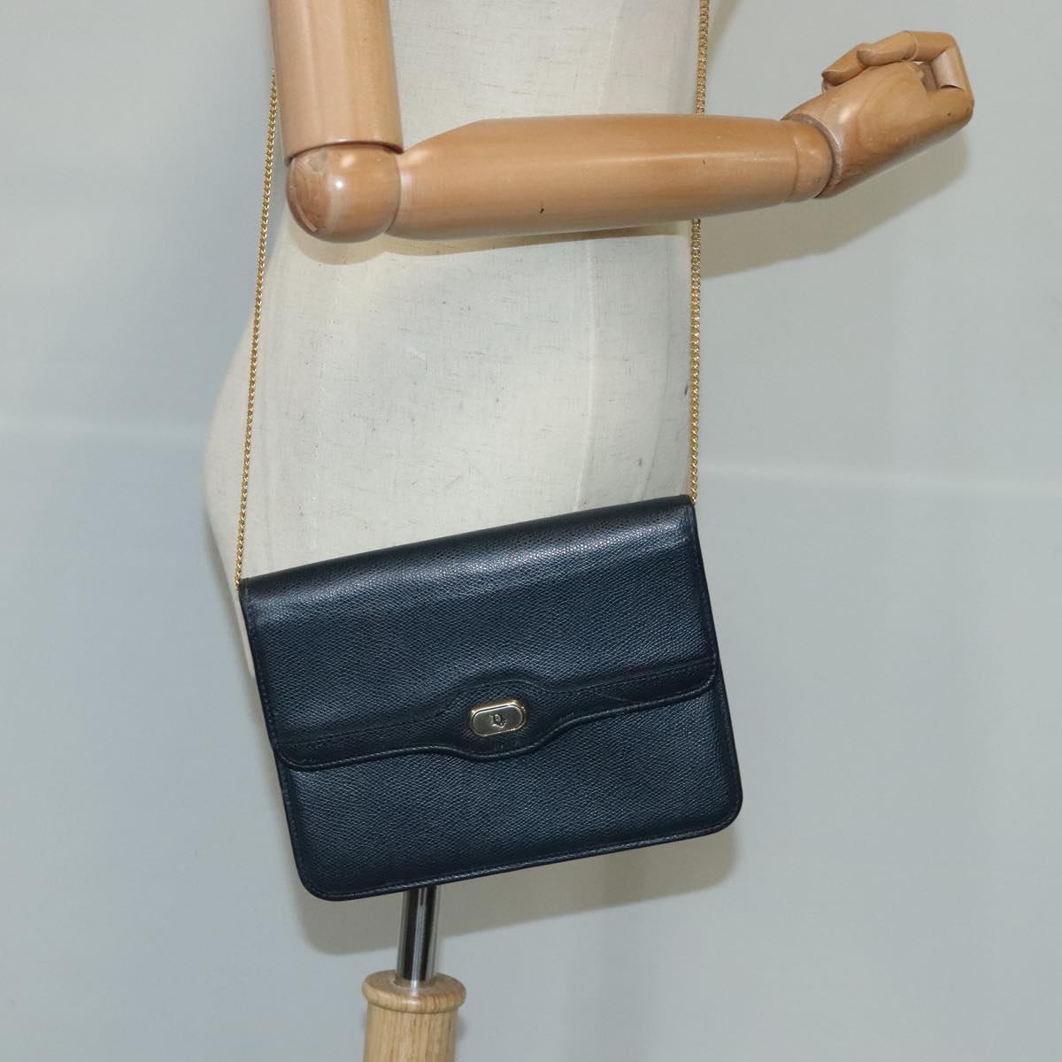 Dior Vintage Navy Leather Shoulder Bag (Pre-Owned)