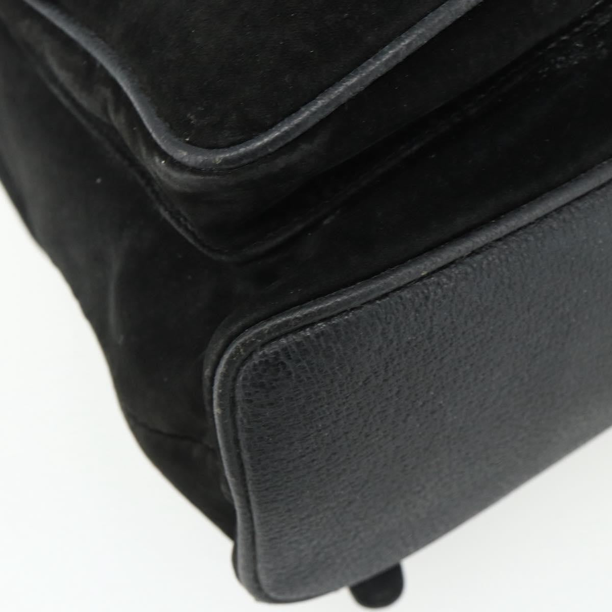 Gucci Vintage Bamboo Suede Black Suede Backpack Bag (Pre-Owned)