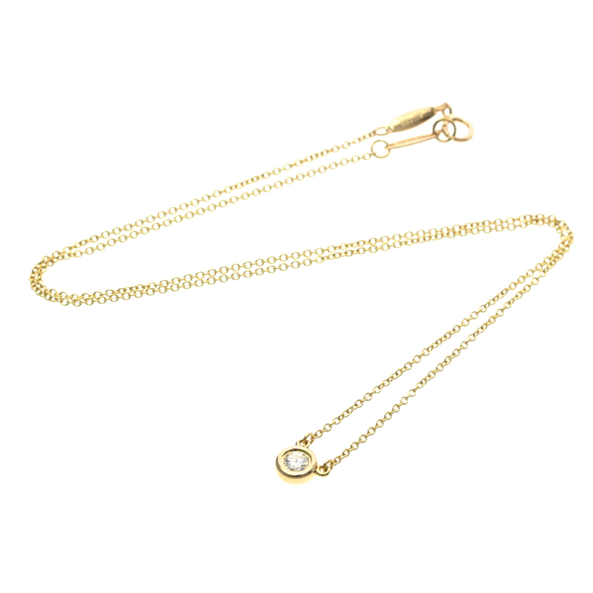 Tiffany & Co. Elsa Peretti Diamonds By The Yard Pendant 18K Rose Gold With Pear-Shaped Diamond Gold Pink_Gold Necklace Jewelry (Pre-Owned)