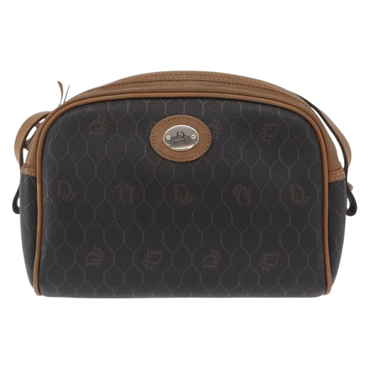 Christian Dior Vintage Honeycomb Canvas And Leather Black Canvas Shoulder Bag Bag (Pre-Owned)